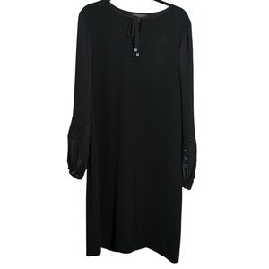 Lafayette 148 Black Long Sleeve Shift Dress Keyhole